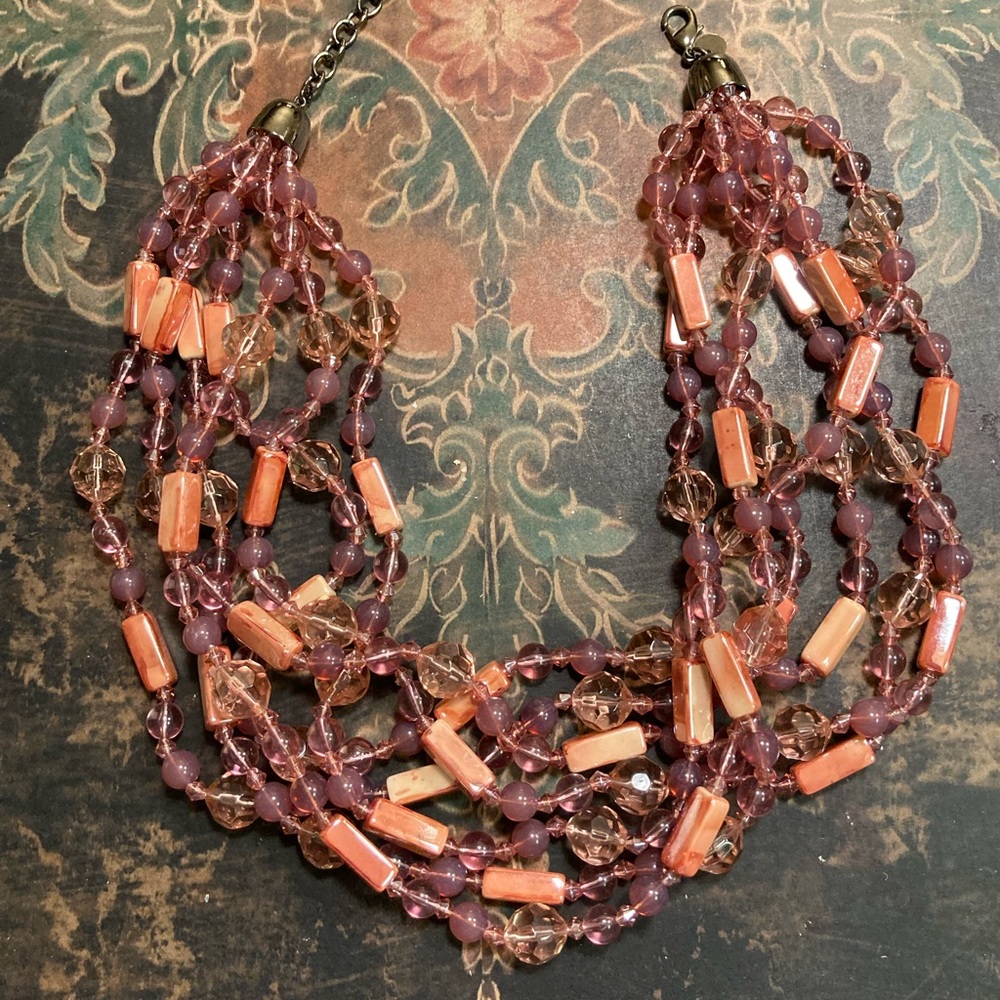 Joan Rivers 7-Strand Colors of Mauve & Blush Bead Necklace